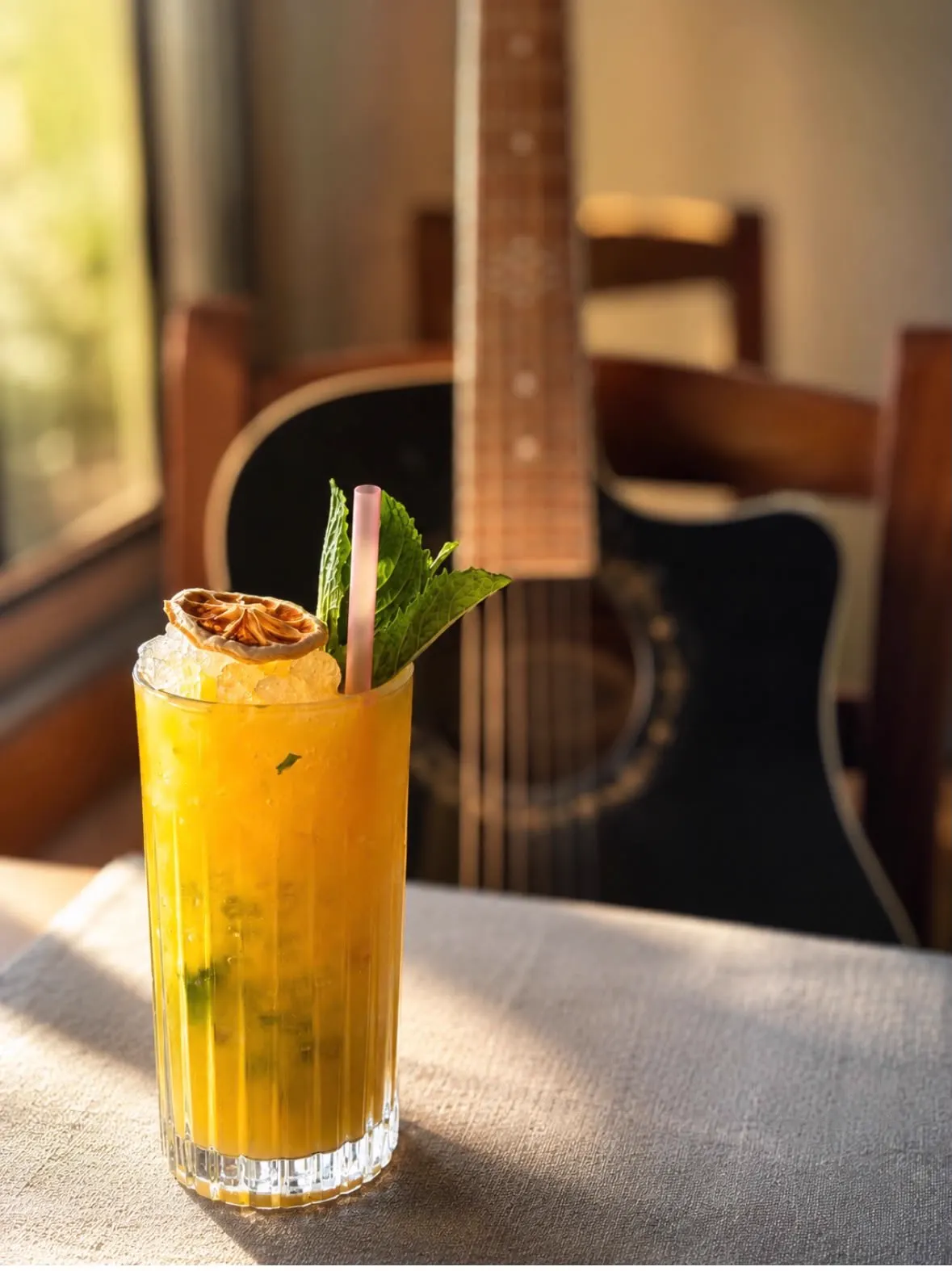 Fresh cocktail in the afternoon light at Viva